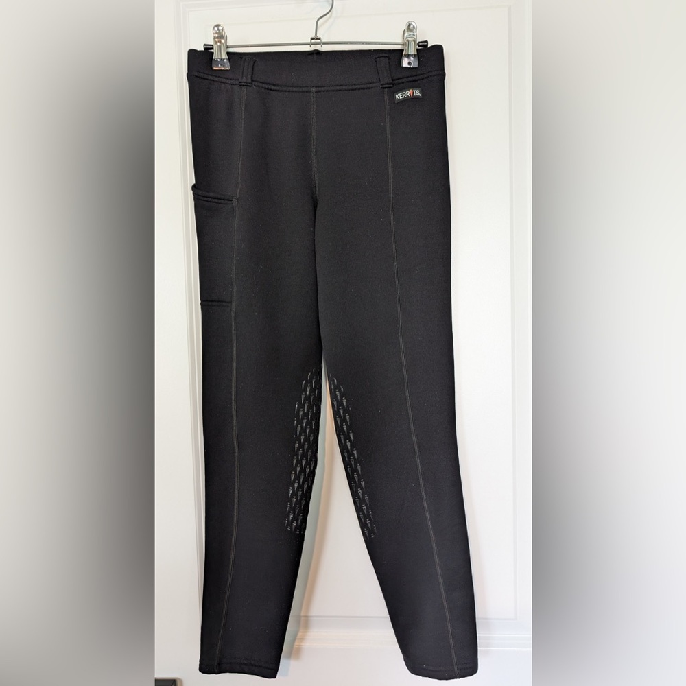 Kerrits Girls Fleece Lined Equestrian Breeches Black Size XL